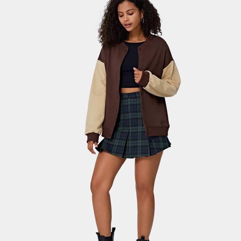 Everyday High Waisted Plaid Pleated Activity Skirt